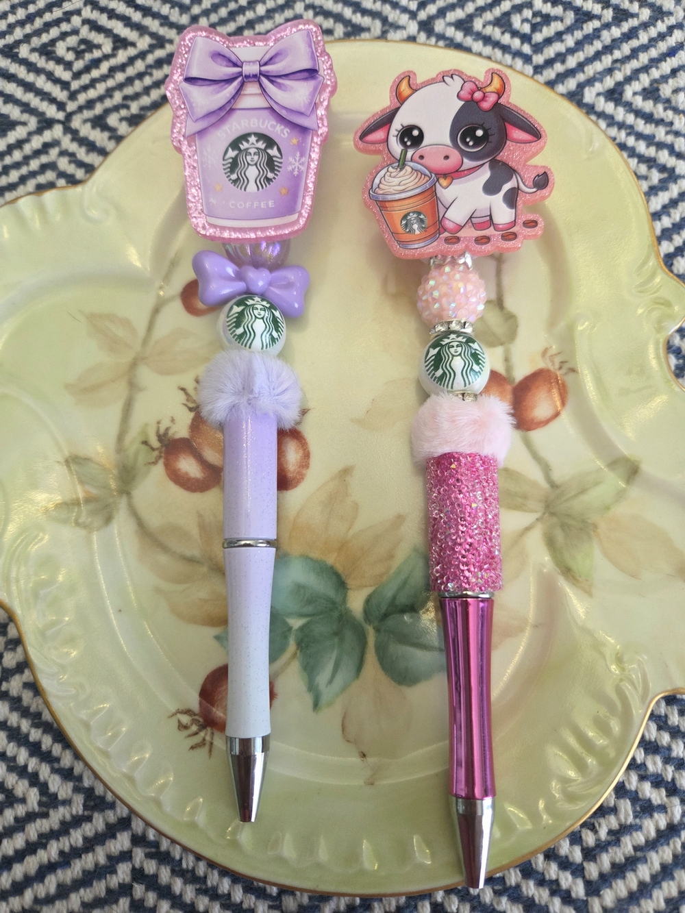 Starbucks Purple & Pink Beaded Ballpoint Pens
